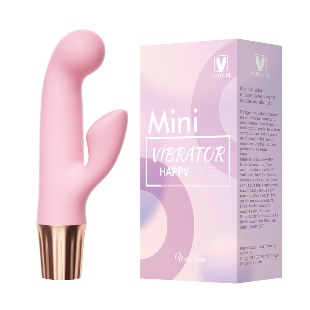 MINI VIBRADOR RECARREGÁVEL PONTO G COM ESTIMULADOR CLITORIANO 10 MODOS DE VIBRAÇÃO - IMPORTAÇÃO VR144